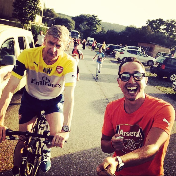 wenger on bike in bad waltersdorf with member alexander, july 2014